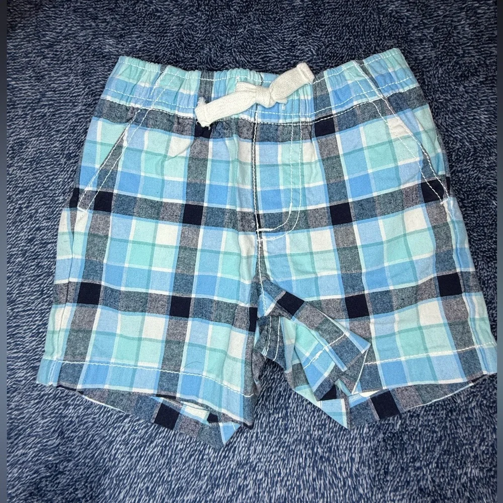NWT Gymboree Baby Sailboat Bodysuit & Plaid Shorts Set.